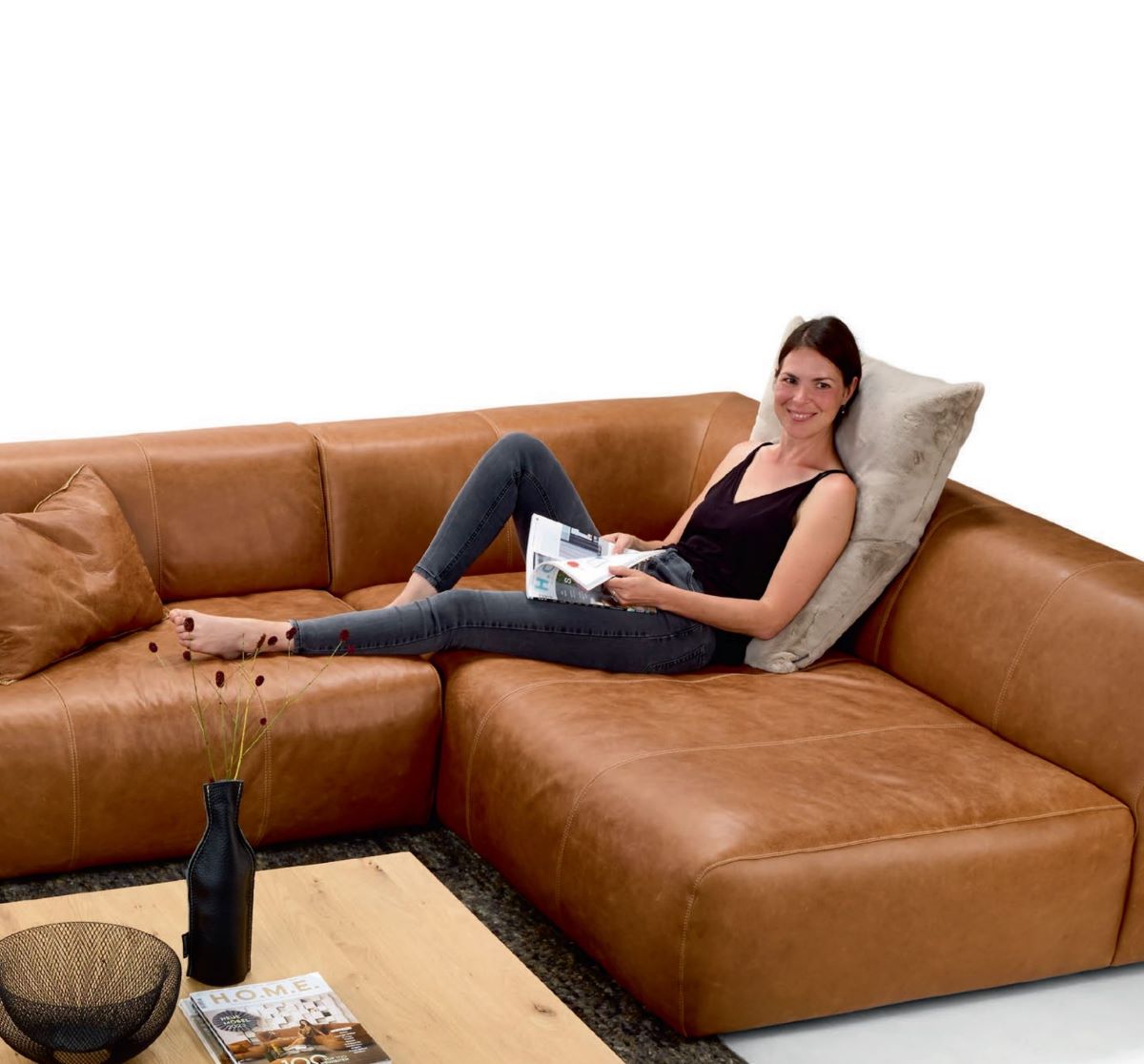 Bullfrog Akito 1047 | Funktions- Sofa auf Edelholz Plateau