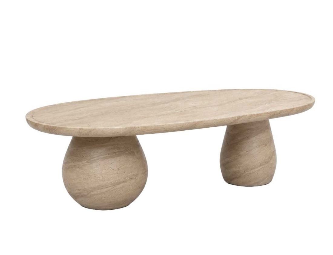 Japandi Couchtisch Travertin Optik