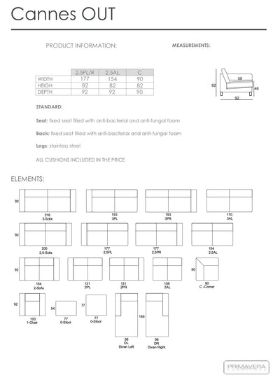 Outdoor Modul Sofa Lounge Cannes von Primavera