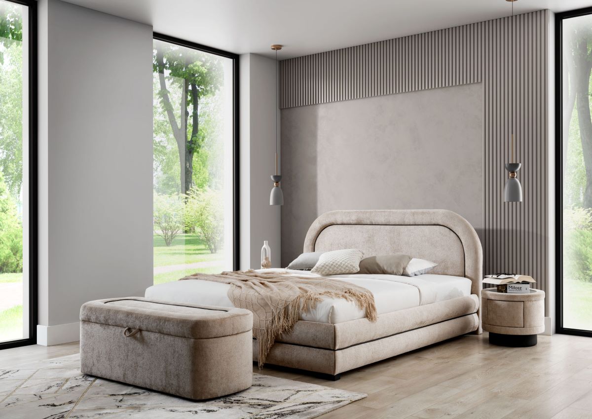 Design Polsterbett Nello mit organischem Kopfteil