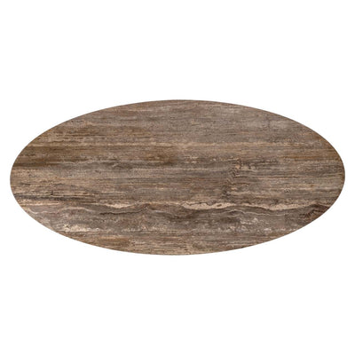 Richmond Interiors Ovaler Esstisch Russo mit Travertin Platte